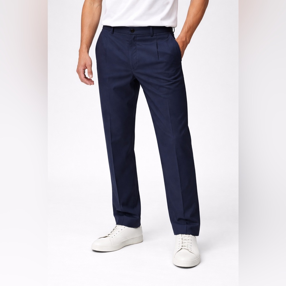 Tasso Elba Men's Navy Straight-Leg Dress Pants. 100% cotton 
A8
